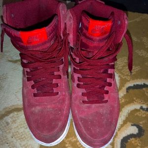 Nike Air Force 1 High - Size 10, University Red Suede/ Team White